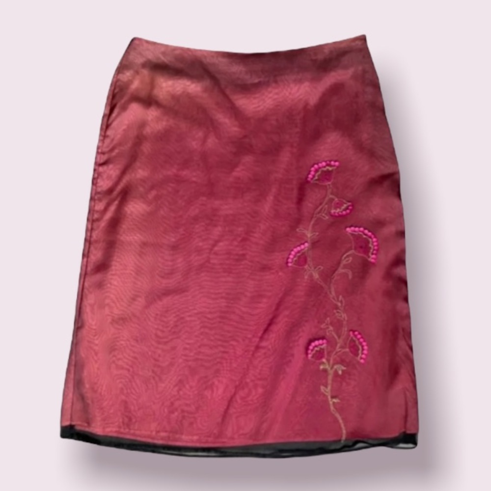 ts Designs Pink Skirt with Black Overlay and Beading